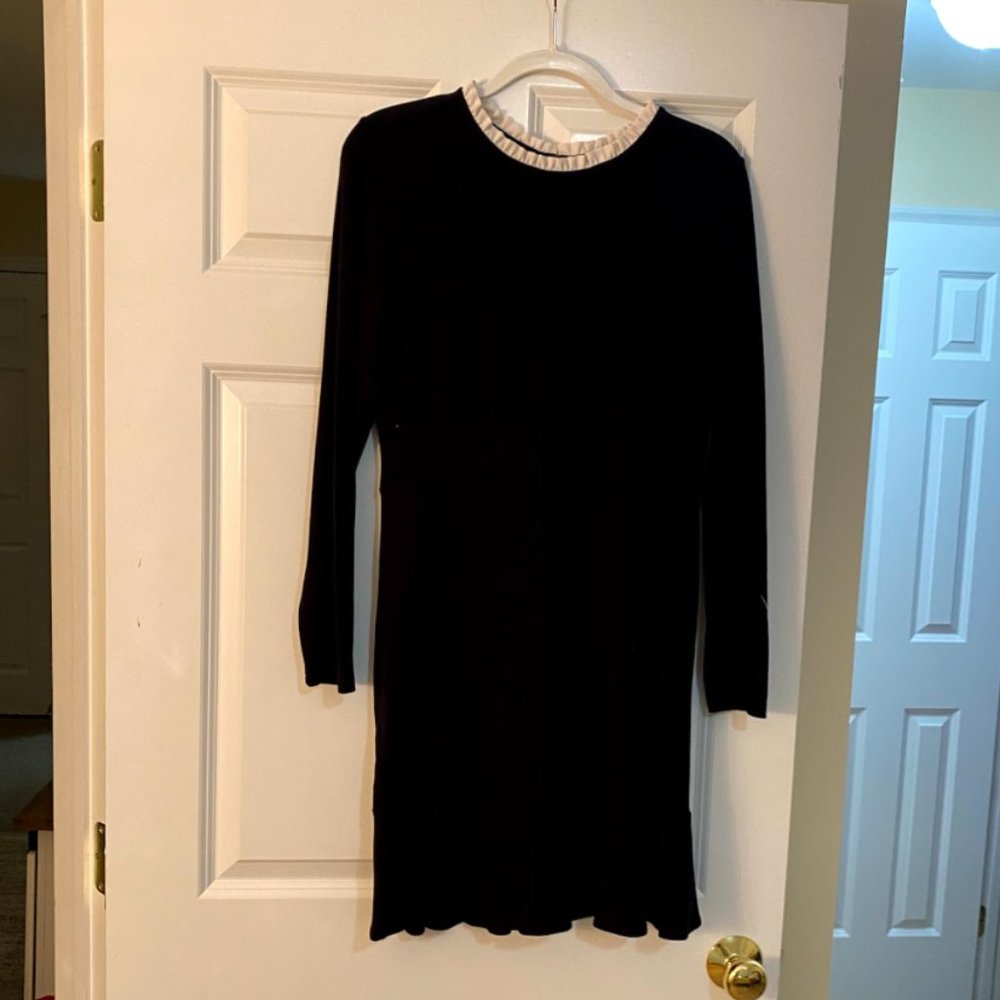 LOFT Sweater Long Sleeve Dress White Collar